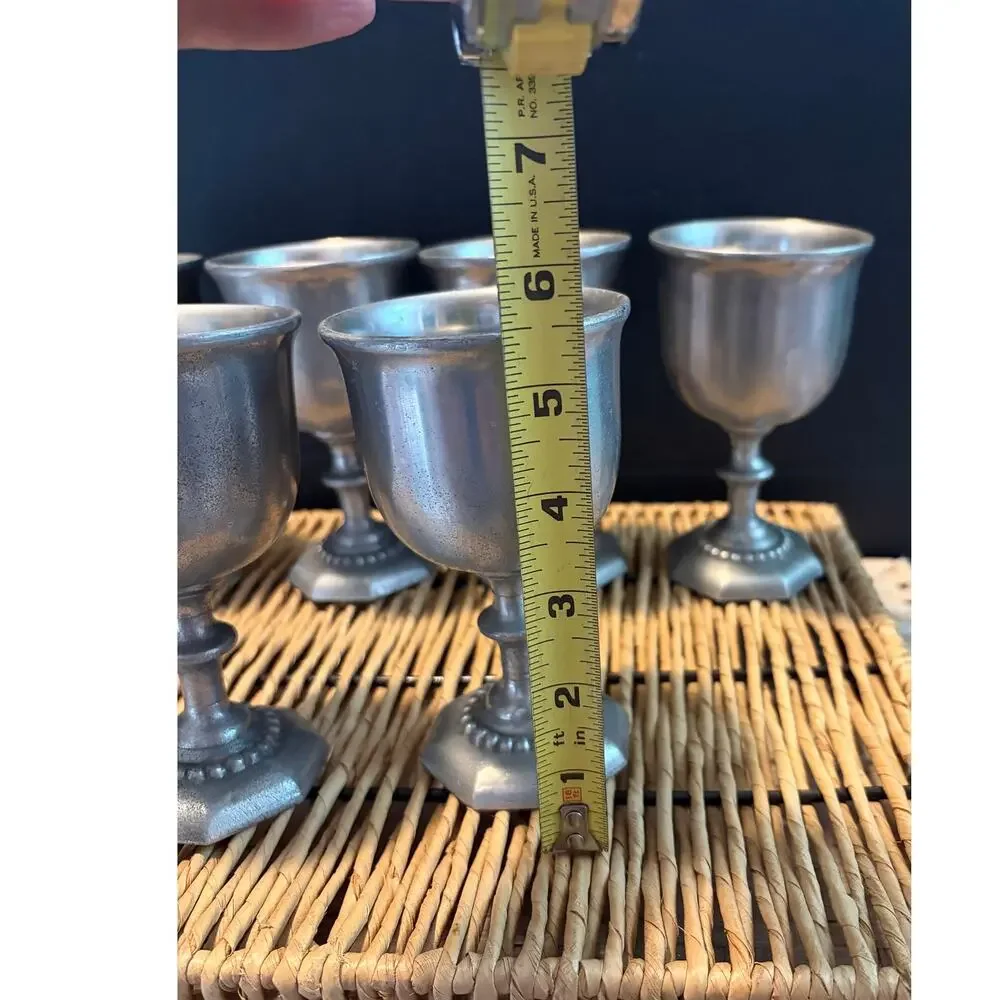 Vintage Liberty Craft India Pewter Goblets Set of 6 Octagon Base 6.5